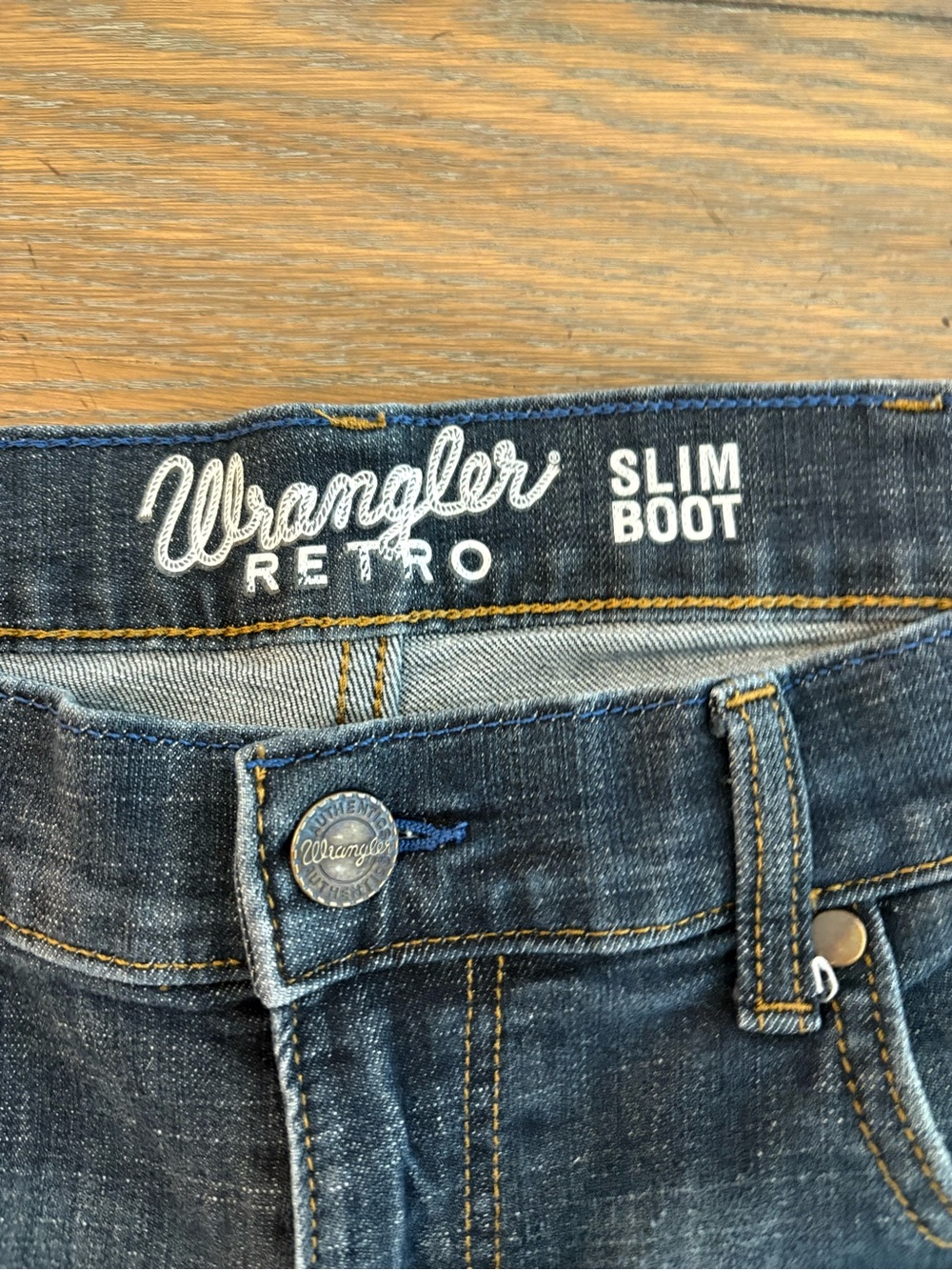 Wrangler Retro Men's Dark Blue Slim Bootcut Jeans Size 32x32 - Picture 4 of 6